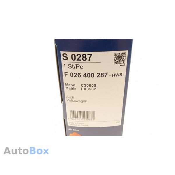 Воздушный фильтр Bosch F026400287 Audi A3 Q3 VW Golf Passat Tiguan 1.4-2.0 TDI/TSI F026400287 фото