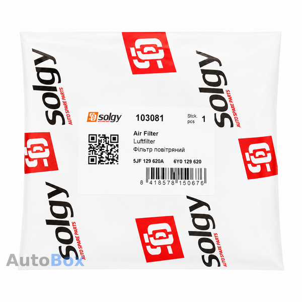 Фільтр повітряний Solgy 103081 Seat Ibiza Skoda Fabia VW Polo 103081 фото