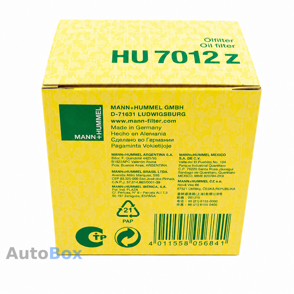 Фільтр масляний MANN-FILTER HU7012Z 3.0 TDI 14- HU7012Z фото